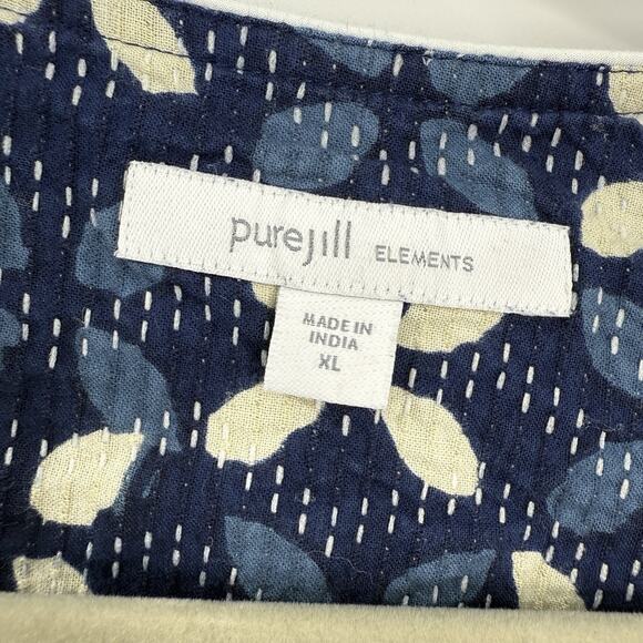 J Jill XL PureJill Limited Edition Elements Collection Blue Floral Boho Pullover - Picture 6 of 12